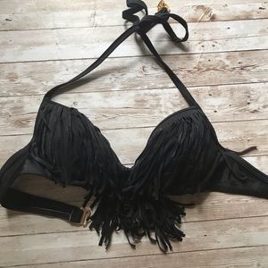 Luli fama black fringe top